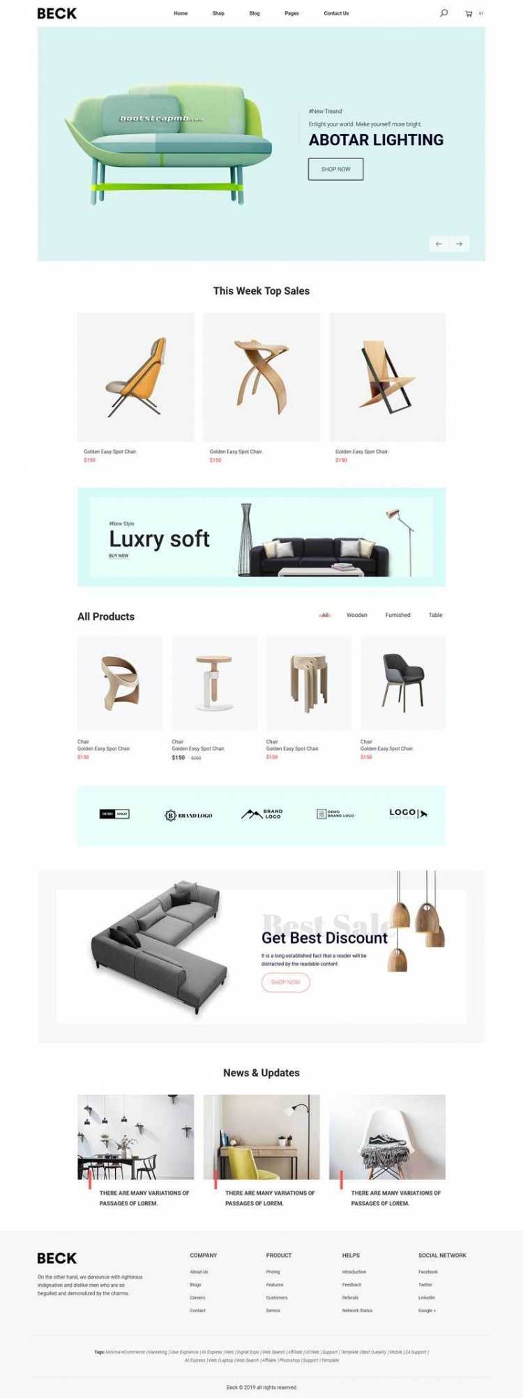 Bootstrap响应式小清新电商家具家居装饰商城