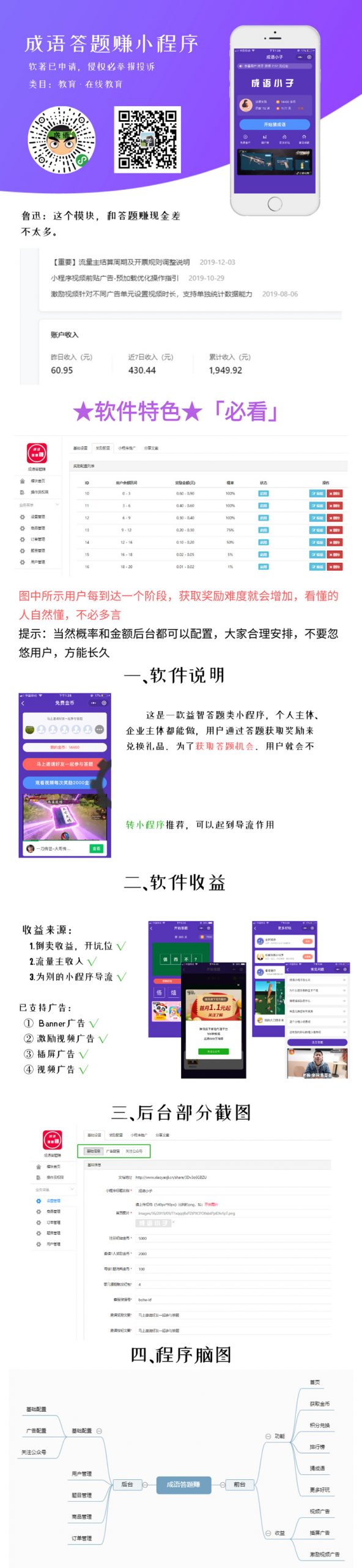 【微信小程序】成语答题赚小程序V1.1.2前后端源码+小程序前端