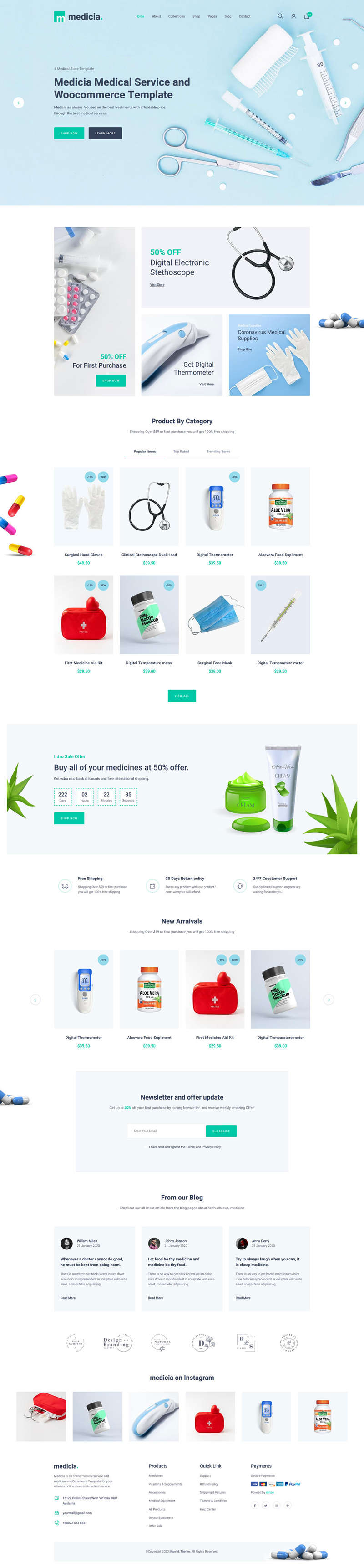Bootstrap4医疗保健用品电子商务HTML5模板