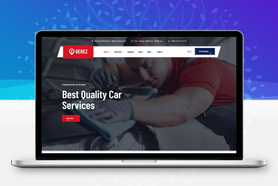 红色汽车维修服务店铺官网html模板