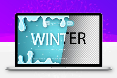 1款 冬季冰冻冰块字体可编辑文本效果字体图层样式样机AI矢量素材模板