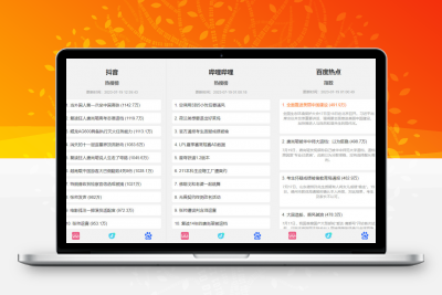 抖音、百度、哔哩哔哩热搜热榜单页的HTML源码